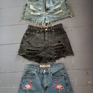 3 pairs of high wasted jean shorts
